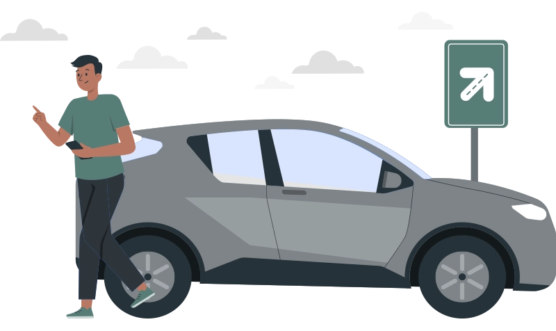 Diseño de una persona con intención de contactar con CarSwapp para hacer algún trámite del coche